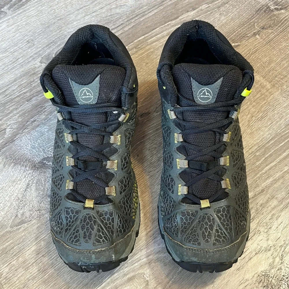 La Sportiva Synthesis Mid GTX Mens 9 Hiking Boot Grey Yellow Vibram Gore-Tex 14P